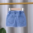 thumbnail image 5 of LYMAYTER Toddler Kids Girls Stretch Jeans Shorts Baby Summer Solid Color Casual Pants Shorts Cotton Printed Denim Shorts for 1-6 Years, 5 of 9