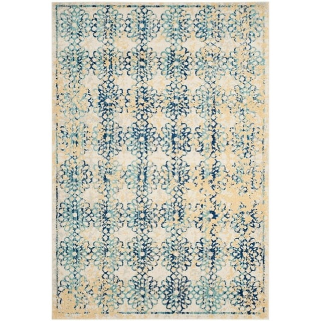 Safavieh EVK262C-5 Evoke Collection Ivory and Blue Area Rug, 5' 1 " x 7' 6 ")