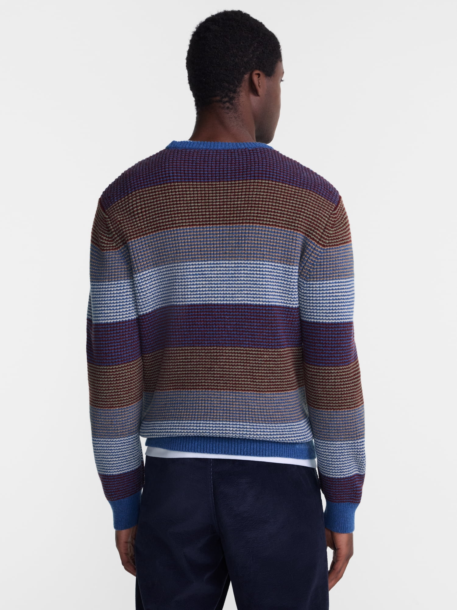 George Men's Novelty Stripe Crewneck Sweater with Long Sleeves, Midweight, Sizes S-3XL