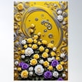 thumbnail image 2 of Colorful Roses On A Yellow And Silver Background Poster Wall Art, Modern Wall Decor For Living Room Bedroom, 24x36 UNFRAMED, 2 of 3