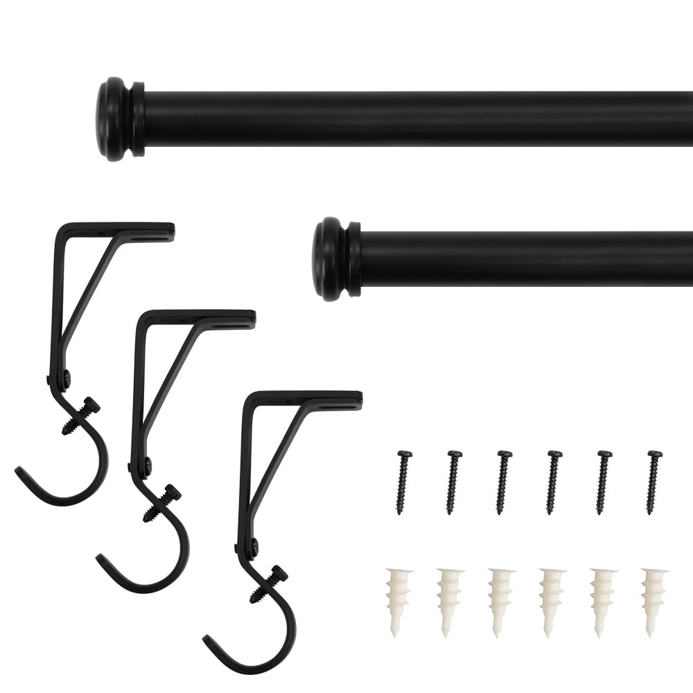 Lumi 1" Drapery Single Curtain Rod Set with End Cap finials