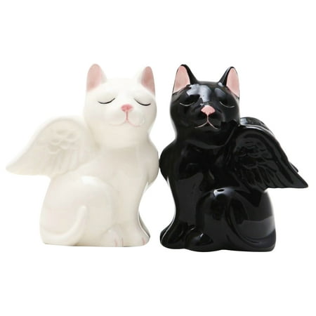 Cap Salt - Black and White Angel Kity Cats Salt and Pepper Shaker Set