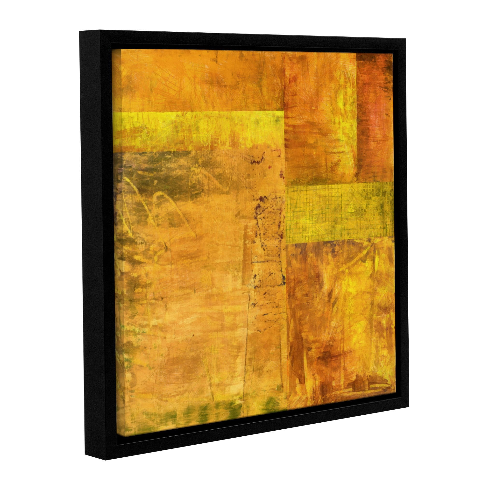 ArtWall Kevin Calkins "Essence of Yellow" Gallery-Wrapped Floater-Framed Canvas