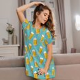 thumbnail image 3 of Balery Beer Camisón de manga corta con cuello redondo para mujer, cómodo y elegante., 3 of 6