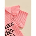 thumbnail image 6 of vera natura Baby Girl Summer Outfits Letter Print Short Sleeve Rompers Floral Print Long Pants Headband 3Pcs Clothes Set, 6 of 9