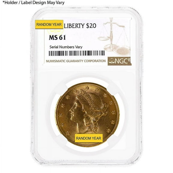 $20 Gold Double Eagle Liberty Head NGC MS 61 (Random Year)