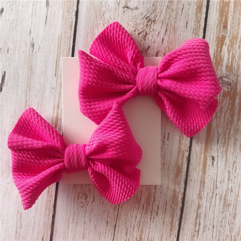 Girls Hair Bow 4" Wide Minnie Mouse Pink Hearts Black Ribbon Alligator Clip 