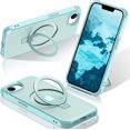 thumbnail image 1 of KOMI for iPhone 16e Case, with Magnetic Ring Stand [Compatible with MagSafe] [Military Grade Protection] Slim Shockproof Translucent Protective Phone Case Green, 1 of 5