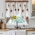 thumbnail image 4 of Farmhouse Kitchen Window Curtains, Swag Curtains Valance for Bedroom Living Room Bathroom, Western Texas Star American Country Berry Rod Pocket Window Treatment Curtain Block Drapes 2 Panels 36"x36", 4 of 9