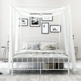 thumbnail image 3 of alazyhome Queen ​Size Metal Canopy Bed Frame, Modern Design, White, 3 of 7
