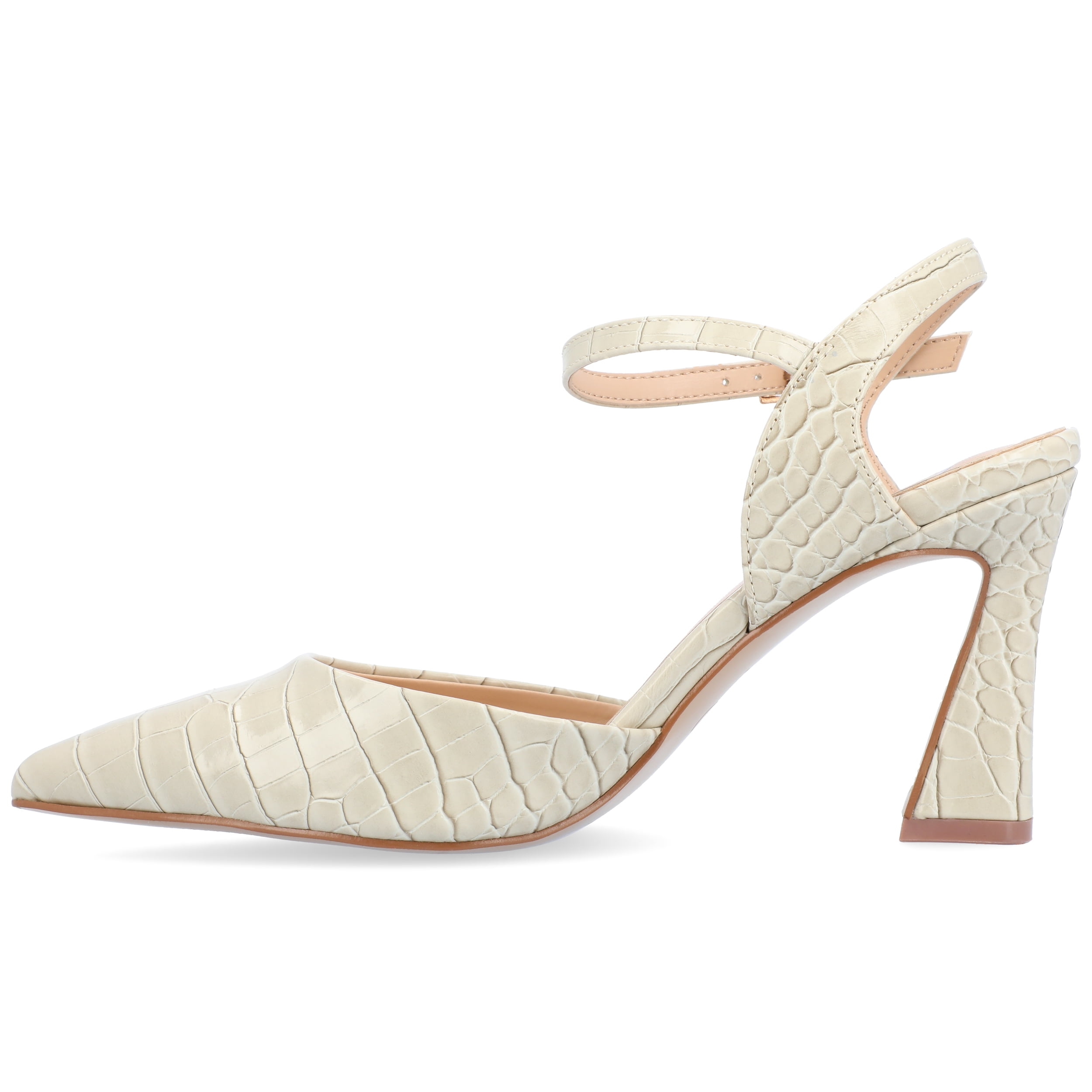 Journee Womens Nixey Croco Texture Buckle Pointed Toe Pumps, Widths Available