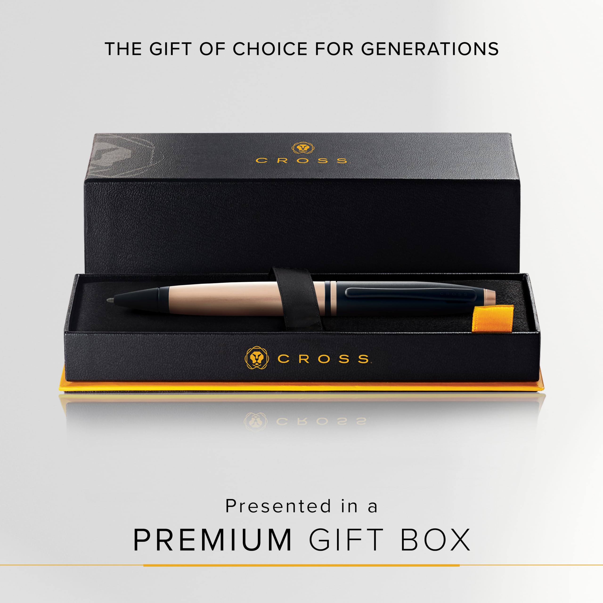 Cross Calais Brushed Rose Gold Plate and Black Lacquer Ballpoint Pen