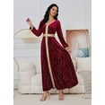 thumbnail image 1 of Longue robe Dorée robe Musulmane du Moyen-Orient Jupe Élégante (Rouge, TG), 1 of 5