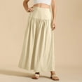 thumbnail image 2 of RUTAYY Women Pleated Flowy Long Skirts High Waist Maxi Skirt With Pocket Solid Color Flowy Swing Pleated Beach Skirts, 2 of 8