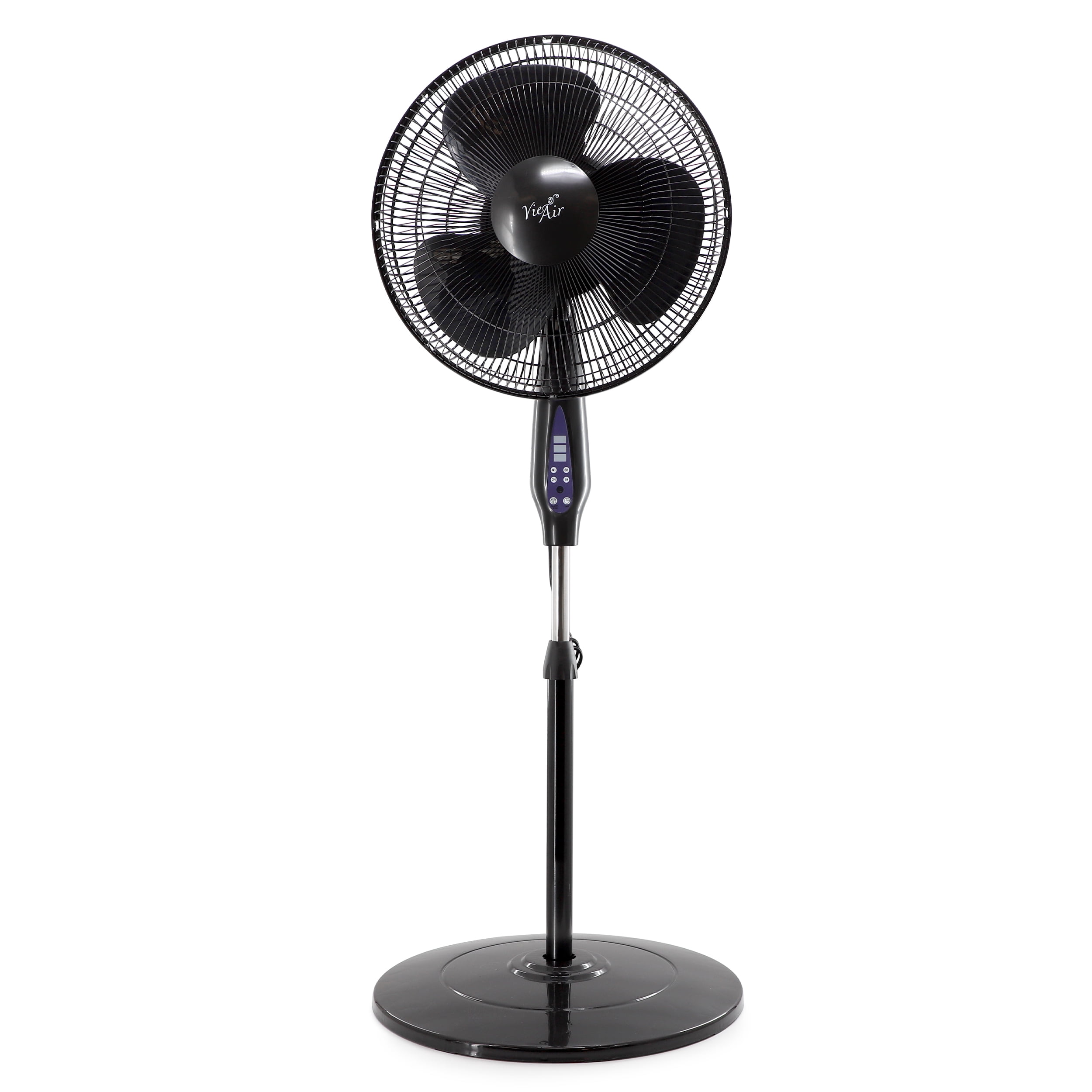 Vie Air 16 Inch 3 Speed Oscillating Stand Fan with Remote Control in Black