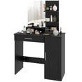 thumbnail image 1 of Black Vanity Table with Mirror & Storage | 35.4" Bedroom Dressing Table with Adjustable Shelves & Drawer | Modern Makeup Vanity for Home Organization, 1 of 7