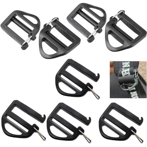 8 Pack Webbing Hook Clip 25mm 1'' Strap Belt Buckle with Open Lock End Clasp Connector Slide Buckles Ladder Slider Replacement for Backpack Bag Molle Sewn Loop Hiking$$Art & Craft