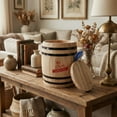 thumbnail image 3 of Yakimoto 1pc Decorative Wooden Storage Barrel Jar with Lid, Rustic Farmhouse Kitchen Countertop Organizer for Grains & Snacks, Moisture Proof Wood Canister, Cool White Elephant Gift Idea, 3 of 10