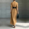 thumbnail image 4 of Blmnix Dresses for Women 2026 Work Dresses Fit & Flare Semi Formal Under Dresses Henley Elbow-Length Maxi Belted Spring Dresses,L, 4 of 6