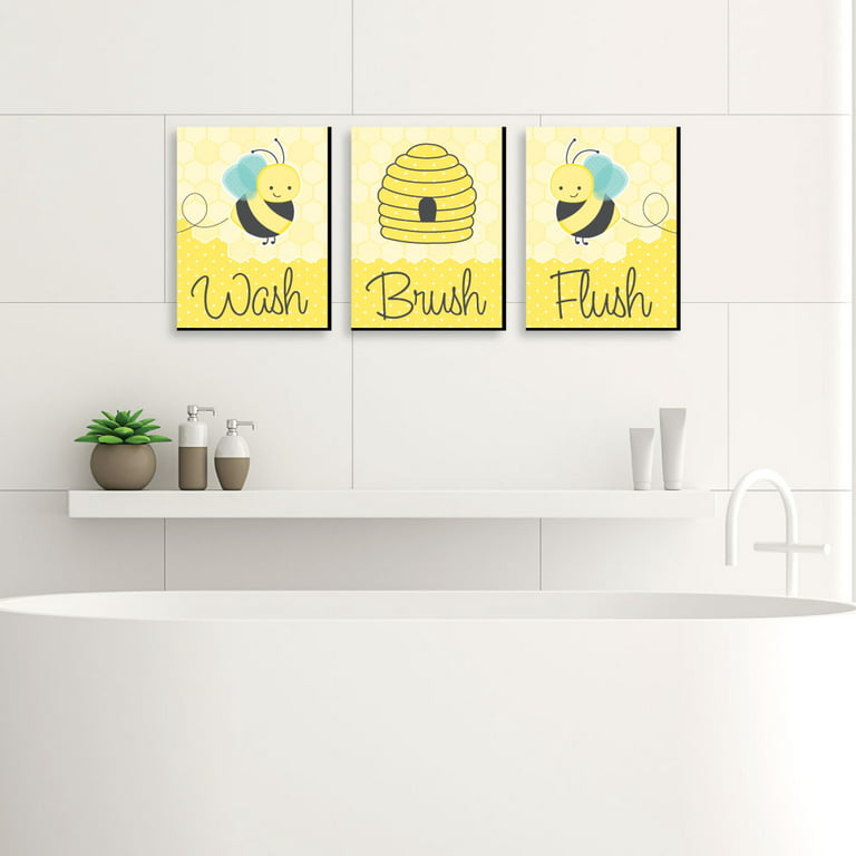 Big Dot of Happiness Honey Bee - Kids Bathroom Rules Wall Art