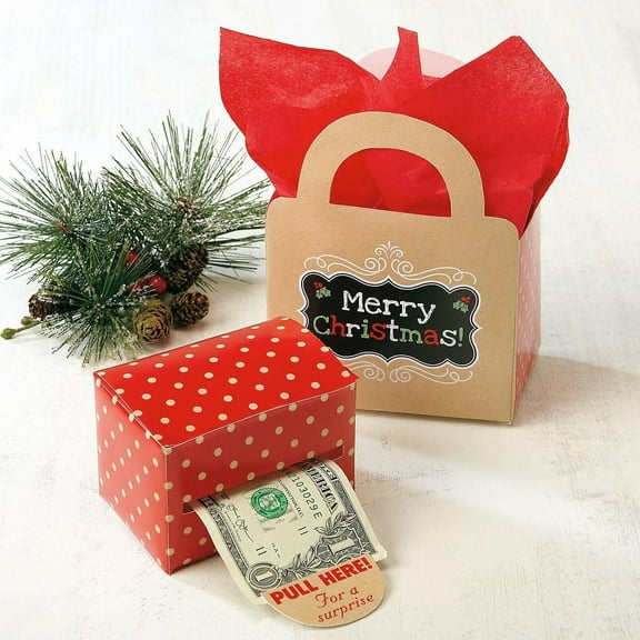 Current Kraft Money Dispenser & Gift Bag Set, Christmas Holiday Cash Gift Bag Wrap