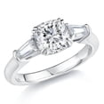 thumbnail image 3 of Dash Jewel 2 Ct Cushion Cut Diamond Engagement Weeding Rings - 14K White Gold Plated Simple Wedding Ring - Three Stone Diamond Design for Women's - Celebrate Your Love with This Elegant Piece, 3 of 3