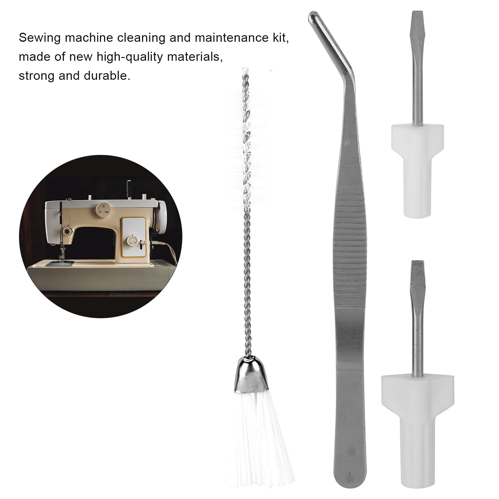 4pcs Set Sewing Machine Cleaning Kit Sewing Machine Double Ended Cleaning  Brush Screwdrivers Elbow Tweezers Cleaning Tools for Cleaning The Sewing