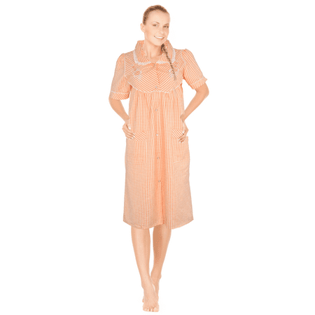 

JEFFRICO Womens Dusters For Women Snap Front Housecoat Lounger Duster House Dress Short Sleeve Nightgowns Pajamas Robe