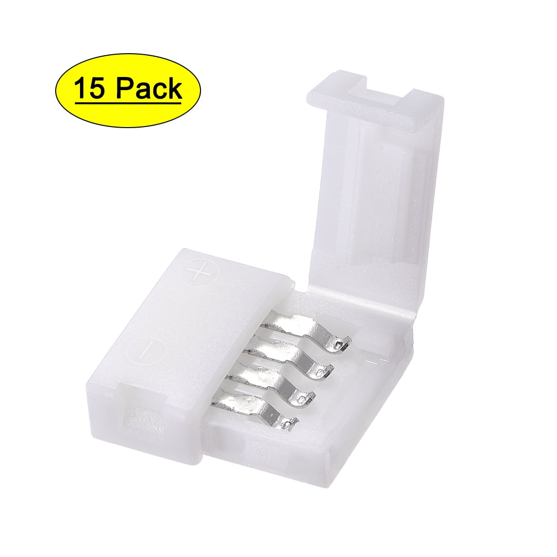 10mm 4P LED Strip Connector Solderless for 5050 3528 RGB 4 Conductor Multicolor Strip Lights 15Pcs