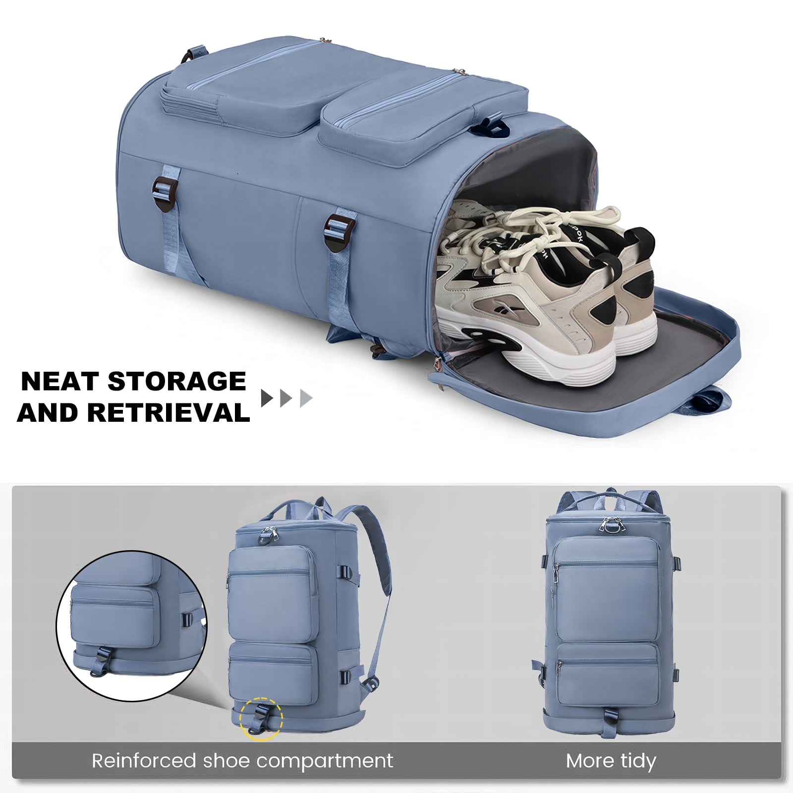 Gynky Duffle Bag Gym Bags Waterproof Sports Duffel Bags Travel Weekender Bag for Men Women Overnight Bag with Shoes Compartment