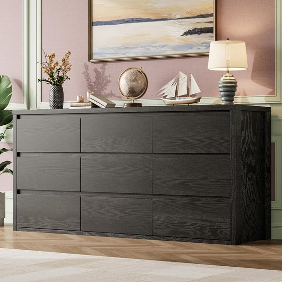 Danolapsi 9 Drawer Dresser for Bedroom, Wide Wood Chest of Drawers Handle Free, Large Modern Dresser Storage Cabinet for Living Room, Hallway Entryway