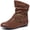 Brown, variant on Women's Slouch Ankle Flat Boots Mid Calf Slip On Boots Round Toe Short Boots