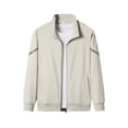 thumbnail image 4 of YLSDY Mens Fashion Zipper Sweatshirts Stand-up Collar Full Zip Sweatshirt 2025 Fall Trendy Lightweight Athletic Jackets Beige XXXXL, 4 of 8