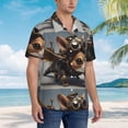 thumbnail image 3 of Balery Steampunk Squirrel Pilot Camisas hawaianas de manga corta para hombre, camisas playeras de corte holgado, camisas de vacaciones con botones,Medium, 3 of 7