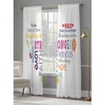 thumbnail image 4 of Love Peace Sheer Curtains 84 Inch Length 2 Panels for Living Room, Colorful Inspirational Quotes with Love Heart Voile Kitchen Curtain Set, Luxury Privacy Drapes Window Treatment for Bedroom, 4 of 7