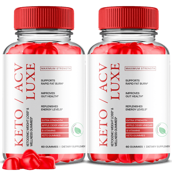 (2 Pack) Luxe Keto ACV Gummies - Energy & Focus Boosting Dietary Supplements for Weight Management & Metabolism - Fat Burn - 120 Gummies