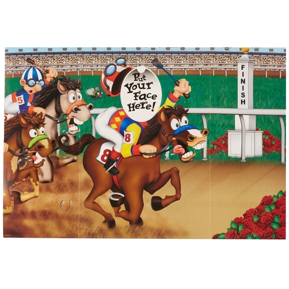 Beistle Horse Racing Photo Backdrop - 37" - Multicolor - Pack of 6