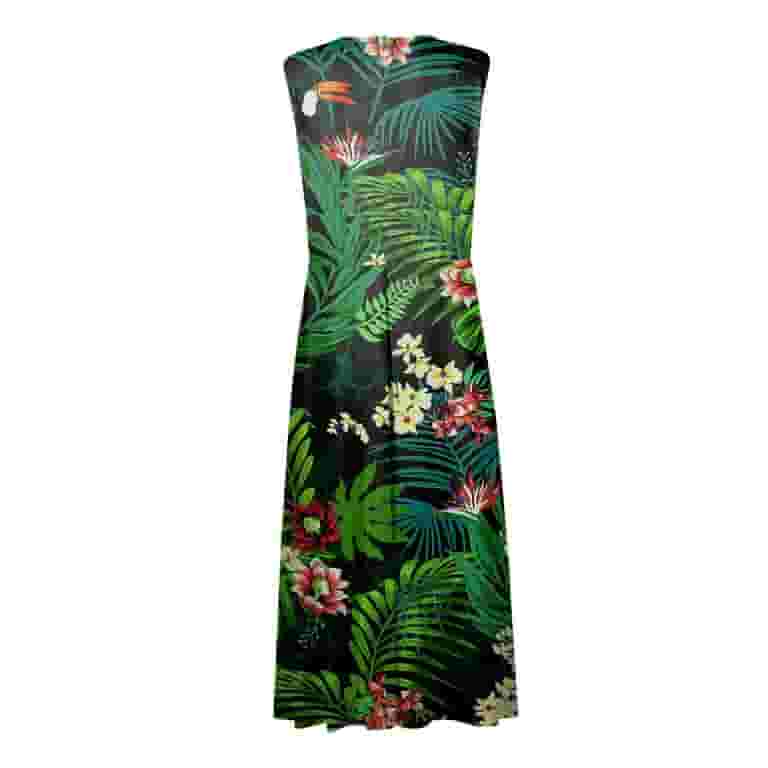 送料無料 通販 ファッション Qcmgmg Beach Neck V Casual Tropical Women for Dress Hawaiian Clothing