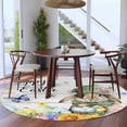 thumbnail image 4 of Spring Easter Round Rug 8ft Washable Circle Rugs Non Slip Watercolor Floral Rabbits Eggs Butterflies Wood Large Area Rug Indoor Floor Carpet for Bedroom Kitchen Living Room Home Office Dining Room, 4 of 8