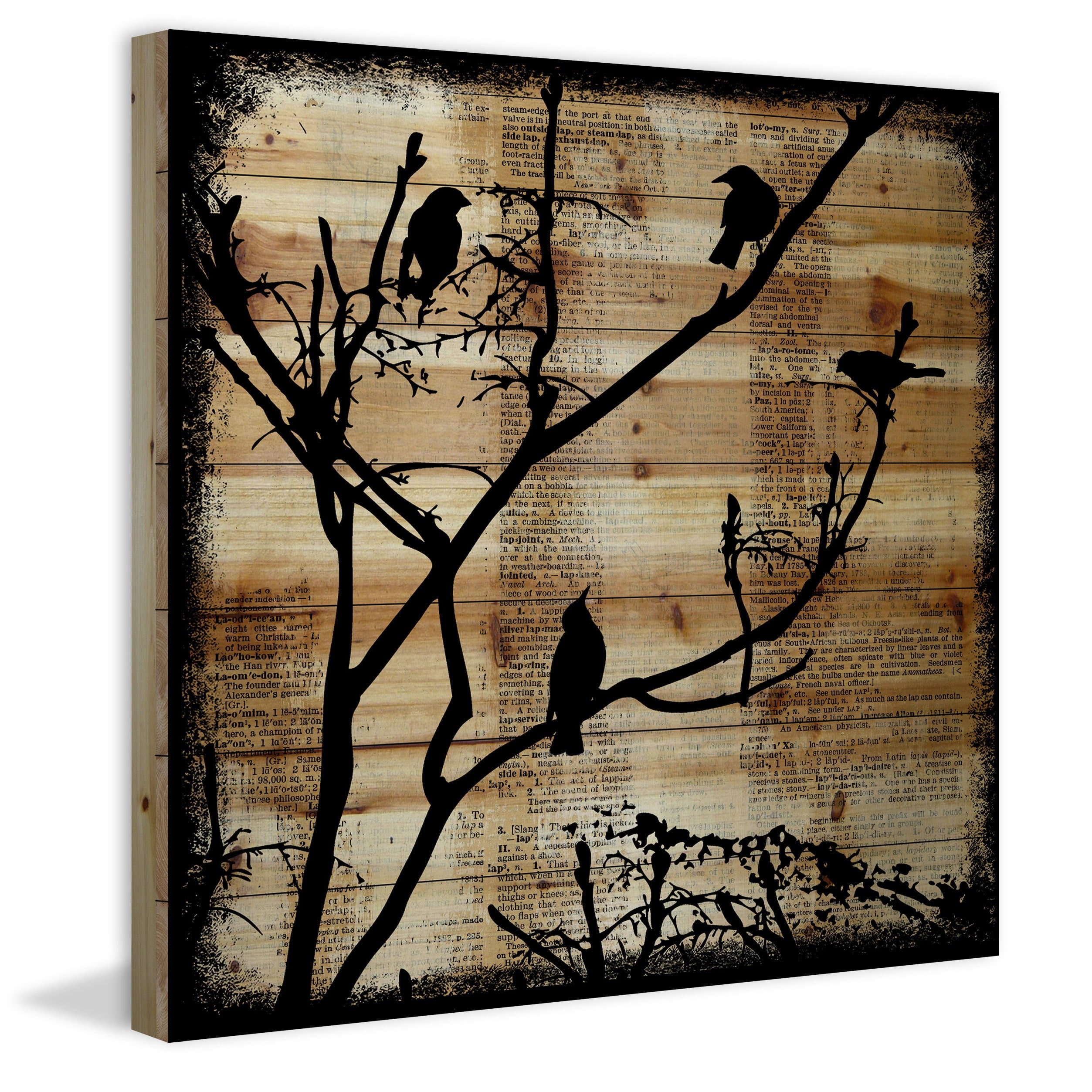 Marmont Hill "Branch Silhouette" by Vicki Butler Painting Print on Natural Pine Wood