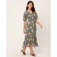 thumbnail image 3 of Moomaya V Neck Printed Rayon 3/4 Sleeve Wrap Dress - Women's Stylish Wrap Dress, 3 of 9