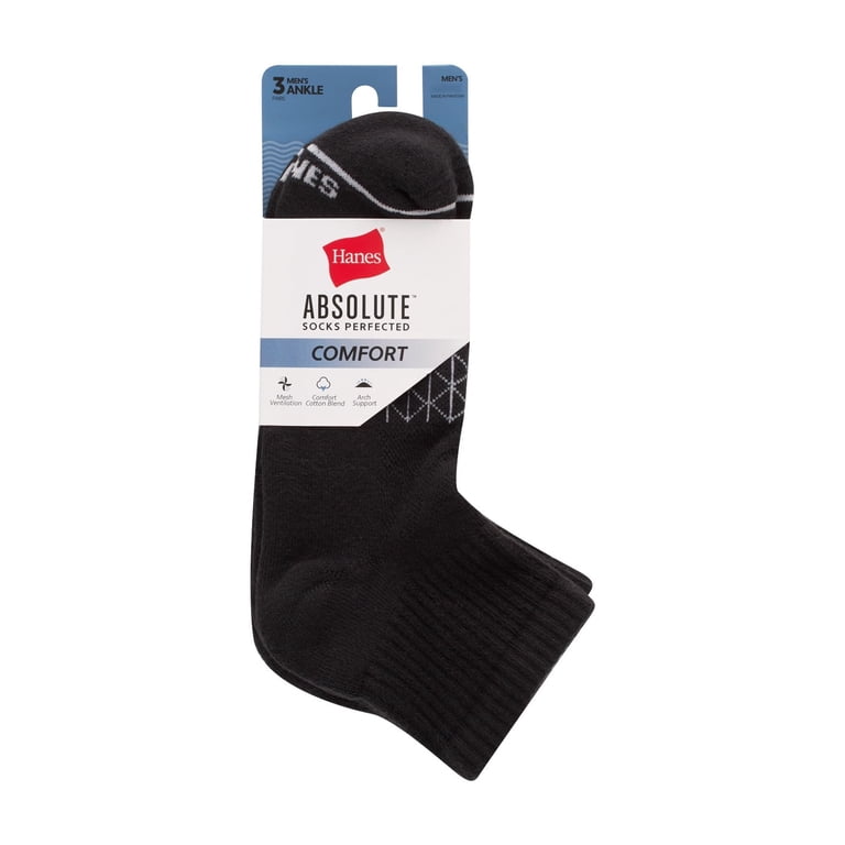Hanes Absolute Comfort Men's Ankle Socks 3-Pack photo 2