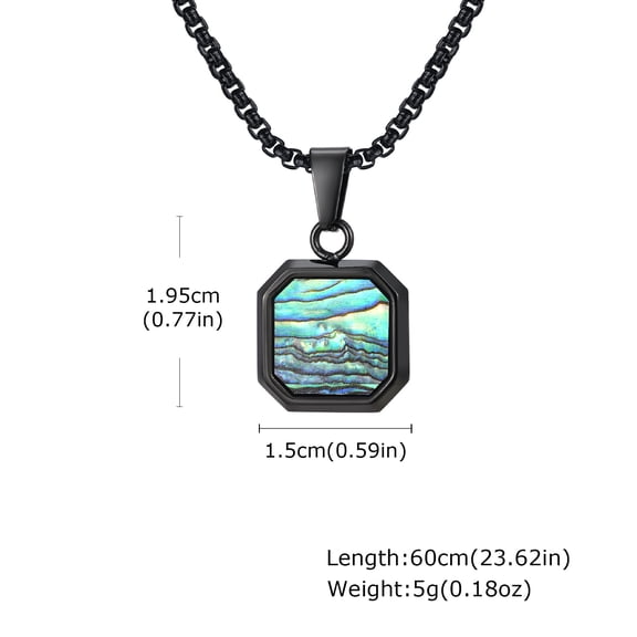 Trendy Men's Necklace,Square Abalone Shell Stainless Steel Necklace,Birthday Party Father Jewelry Gift
