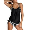 thumbnail image 5 of SAYFUT Women's Stripes Lined Up Double Up Tankini Top Swimwear Swimsuit Two Pieces Set, 5 of 7