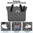 thumbnail image 2 of Tote Bag for Women - Black White Halloween Skull Pattern Shoulder Bag - Large Utility Work Duffle Bag with Zipper Handbag for Travel, Work, Sprots, 2 of 5