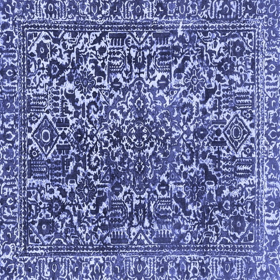 Ahgly Company Machine Washable Indoor Square Abstract Blue Modern Area Rugs, 6' Square