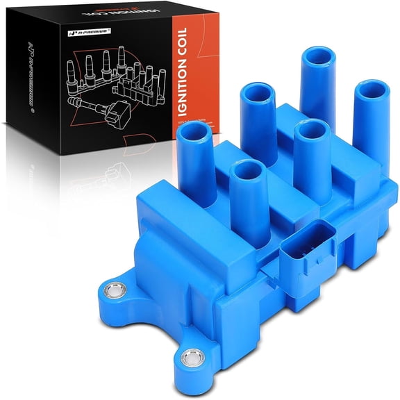 A-Premium (Blue) Engine Ignition Coil Pack Compatible with Ford F-150, F-150 Heritage, Mustang, Taurus, E-150, E-250, E-150 Econoline & Mercury Cougar, Monterey, Sable & Mazda B3000, MPV