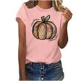 thumbnail image 4 of Babysbule Womens Summer Top Women's Pumpkin Shirt Women Plaid Leopard Graphic Tees Cute Short Sleeve Fall Shirt Thanksgiving Gift Tops, 4 of 5