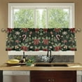 thumbnail image 4 of Yayeee Kitchen Curtains Set of 2 Light Filtering 57"x36" Over Sink Window Panels, Green Christmas Holly, 4 of 7
