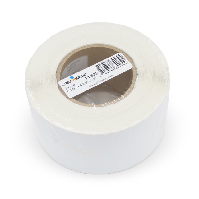 2.5" Circle High Gloss Inkjet Label Rolls 1100 Labels Per Roll, 3 Inch Core, 6 Inch OD
